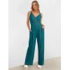imageANRABESS Jumpsuits for Women 2026 Summer Dressy Spaghetti Strap Ribbed V Neck Wide Leg Overalls Flowy Romper Jumpers OutfitsLake Blue