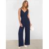 imageANRABESS Jumpsuits for Women 2026 Summer Dressy Spaghetti Strap Ribbed V Neck Wide Leg Overalls Flowy Romper Jumpers OutfitsNavy Blue