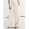 imageANRABESS Women Wide Leg Palazzo Pants 2026 Summer Casual Loose Elastic High Waisted Flowy Lounge Beach Trousers Work OutfitsBeige