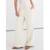 imageANRABESS Women Wide Leg Palazzo Pants 2026 Summer Casual Loose Elastic High Waisted Flowy Lounge Beach Trousers Work OutfitsWhite Cream