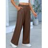 imageANRABESS Women Wide Leg Pants Stretchy Work Dress Pants Waffle Knit Business Casual Pull on Palazzo Slacks Trousers OutfitsBrown