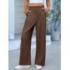 imageANRABESS Women Wide Leg Pants Stretchy Work Dress Pants Waffle Knit Business Casual Pull on Palazzo Slacks Trousers OutfitsBrown