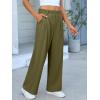 imageANRABESS Women Wide Leg Pants Stretchy Work Dress Pants Waffle Knit Business Casual Pull on Palazzo Slacks Trousers OutfitsOlive Green