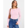 imageANRABESS Womens Boat Neck Long Sleeve Shirts Rib Knit Slim Fitting Tops Basic Tees 2026 Casual Comfy Fall Outfits ClothesBright Pink