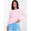 imageANRABESS Womens Boat Neck Long Sleeve Shirts Rib Knit Slim Fitting Tops Basic Tees 2026 Casual Comfy Fall Outfits ClothesBright Pink