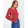 imageANRABESS Womens Boat Neck Long Sleeve Shirts Rib Knit Slim Fitting Tops Basic Tees 2026 Casual Comfy Fall Outfits ClothesBright Red