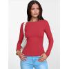 imageANRABESS Womens Boat Neck Long Sleeve Shirts Rib Knit Slim Fitting Tops Basic Tees 2026 Casual Comfy Fall Outfits ClothesBright Red