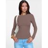 imageANRABESS Womens Boat Neck Long Sleeve Shirts Rib Knit Slim Fitting Tops Basic Tees 2026 Casual Comfy Fall Outfits ClothesBrown