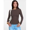 imageANRABESS Womens Boat Neck Long Sleeve Shirts Rib Knit Slim Fitting Tops Basic Tees 2026 Casual Comfy Fall Outfits ClothesBrownbeige