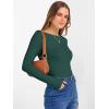 imageANRABESS Womens Boat Neck Long Sleeve Shirts Rib Knit Slim Fitting Tops Basic Tees 2026 Casual Comfy Fall Outfits ClothesForest Green