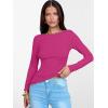 imageANRABESS Womens Boat Neck Long Sleeve Shirts Rib Knit Slim Fitting Tops Basic Tees 2026 Casual Comfy Fall Outfits ClothesHot Pink