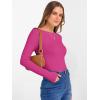 imageANRABESS Womens Boat Neck Long Sleeve Shirts Rib Knit Slim Fitting Tops Basic Tees 2026 Casual Comfy Fall Outfits ClothesHot Pink