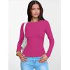 imageANRABESS Womens Boat Neck Long Sleeve Shirts Rib Knit Slim Fitting Tops Basic Tees 2026 Casual Comfy Fall Outfits ClothesHot Pink