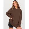 imageANRABESS Womens Oversized Hoodies Long Sleeve Fleece Side Slit Hooded Sweatshirts Pullover 2026 Fall Outfits Y2K ClothesCoffee