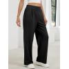 imageANRABESS Womens Pants Wide Leg Waffle Knit Casual Stretchy Slacks Work Dress Pant Business Palazzo Trousers Spring OutfitsBlack