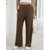 imageANRABESS Womens Pants Wide Leg Waffle Knit Casual Stretchy Slacks Work Dress Pant Business Palazzo Trousers Spring OutfitsBrown