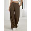 imageANRABESS Womens Pants Wide Leg Waffle Knit Casual Stretchy Slacks Work Dress Pant Business Palazzo Trousers Spring OutfitsBrown