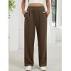 imageANRABESS Womens Pants Wide Leg Waffle Knit Casual Stretchy Slacks Work Dress Pant Business Palazzo Trousers Spring OutfitsBrown
