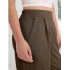 imageANRABESS Womens Pants Wide Leg Waffle Knit Casual Stretchy Slacks Work Dress Pant Business Palazzo Trousers Spring OutfitsBrown