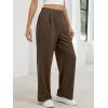 imageANRABESS Womens Pants Wide Leg Waffle Knit Casual Stretchy Slacks Work Dress Pant Business Palazzo Trousers Spring OutfitsBrown