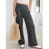 imageANRABESS Womens Pants Wide Leg Waffle Knit Casual Stretchy Slacks Work Dress Pant Business Palazzo Trousers Spring OutfitsDark Grey