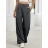 imageANRABESS Womens Pants Wide Leg Waffle Knit Casual Stretchy Slacks Work Dress Pant Business Palazzo Trousers Spring OutfitsDark Grey