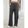 imageANRABESS Womens Pants Wide Leg Waffle Knit Casual Stretchy Slacks Work Dress Pant Business Palazzo Trousers Spring OutfitsDark Grey