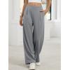 imageANRABESS Womens Pants Wide Leg Waffle Knit Casual Stretchy Slacks Work Dress Pant Business Palazzo Trousers Spring OutfitsLight Grey