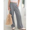 imageANRABESS Womens Pants Wide Leg Waffle Knit Casual Stretchy Slacks Work Dress Pant Business Palazzo Trousers Spring OutfitsLight Grey