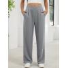 imageANRABESS Womens Pants Wide Leg Waffle Knit Casual Stretchy Slacks Work Dress Pant Business Palazzo Trousers Spring OutfitsLight Grey