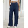 imageANRABESS Womens Pants Wide Leg Waffle Knit Casual Stretchy Slacks Work Dress Pant Business Palazzo Trousers Spring OutfitsNavy Blue