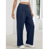 imageANRABESS Womens Pants Wide Leg Waffle Knit Casual Stretchy Slacks Work Dress Pant Business Palazzo Trousers Spring OutfitsNavy Blue