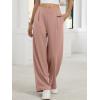 imageANRABESS Womens Pants Wide Leg Waffle Knit Casual Stretchy Slacks Work Dress Pant Business Palazzo Trousers Spring OutfitsPink