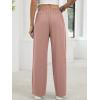 imageANRABESS Womens Pants Wide Leg Waffle Knit Casual Stretchy Slacks Work Dress Pant Business Palazzo Trousers Spring OutfitsPink