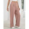 imageANRABESS Womens Pants Wide Leg Waffle Knit Casual Stretchy Slacks Work Dress Pant Business Palazzo Trousers Spring OutfitsPink