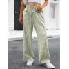 imageANRABESS Womens Striped Gingham Pants 2025 Pajama Drawstring Wide Leg Lounge Plaid Pants Cute Casual Trousers with PocketsArmy Green White Plaid