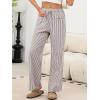 imageANRABESS Womens Striped Gingham Pants 2025 Pajama Drawstring Wide Leg Lounge Plaid Pants Cute Casual Trousers with PocketsBrown White Stripe