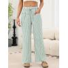 imageANRABESS Womens Striped Gingham Pants 2025 Pajama Drawstring Wide Leg Lounge Plaid Pants Cute Casual Trousers with PocketsGreen White Stripe