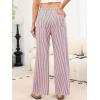 imageANRABESS Womens Striped Gingham Pants 2025 Pajama Drawstring Wide Leg Lounge Plaid Pants Cute Casual Trousers with PocketsRed White Stripe