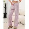 imageANRABESS Womens Striped Gingham Pants 2025 Pajama Drawstring Wide Leg Lounge Plaid Pants Cute Casual Trousers with PocketsRed White Stripe