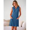 imageANRABESS Womens Summer Dresses Casual Sleeveless Ribbed Half Zip Polo Collar Tshirt Dress 2026 Spring Tunics Short SundressDark Blue Teal