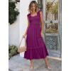 imageANRABESS Womens Summer Sleeveless Maxi Dress Square Neck Smocked Boho Casual Ruffle Strap Flowy ALine Long Beach SundressDark Purple