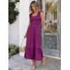 imageANRABESS Womens Summer Sleeveless Maxi Dress Square Neck Smocked Boho Casual Ruffle Strap Flowy ALine Long Beach SundressDark Purple