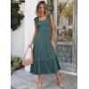 imageANRABESS Womens Summer Sleeveless Maxi Dress Square Neck Smocked Boho Casual Ruffle Strap Flowy ALine Long Beach SundressGreen