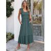 imageANRABESS Womens Summer Sleeveless Maxi Dress Square Neck Smocked Boho Casual Ruffle Strap Flowy ALine Long Beach SundressGreen