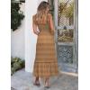 imageANRABESS Womens Summer Sleeveless Maxi Dress Square Neck Smocked Boho Casual Ruffle Strap Flowy ALine Long Beach SundressKhaki Plaid