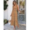 imageANRABESS Womens Summer Sleeveless Maxi Dress Square Neck Smocked Boho Casual Ruffle Strap Flowy ALine Long Beach SundressKhaki Plaid