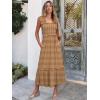 imageANRABESS Womens Summer Sleeveless Maxi Dress Square Neck Smocked Boho Casual Ruffle Strap Flowy ALine Long Beach SundressKhaki Plaid