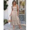 imageANRABESS Womens Summer Sleeveless Maxi Dress Square Neck Smocked Boho Casual Ruffle Strap Flowy ALine Long Beach SundressKhaki White Stripes