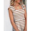 imageANRABESS Womens Summer Sleeveless Maxi Dress Square Neck Smocked Boho Casual Ruffle Strap Flowy ALine Long Beach SundressKhaki White Stripes